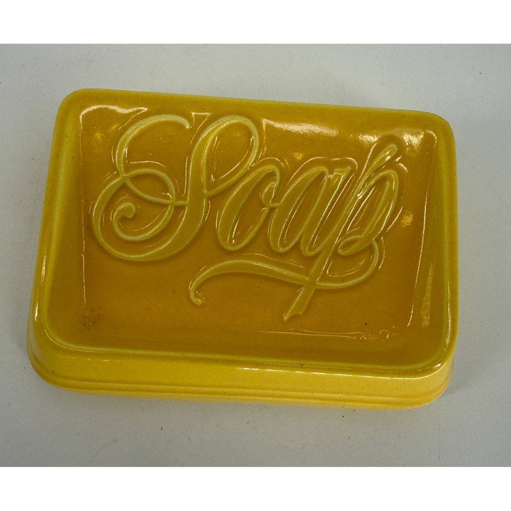 Hallmark Garden Collection Yellow Soap Dish Script Soap Raised Lettering Japan C